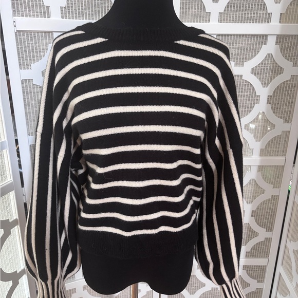 Black and White Striped Women's Sweater - Picture 1 of 4